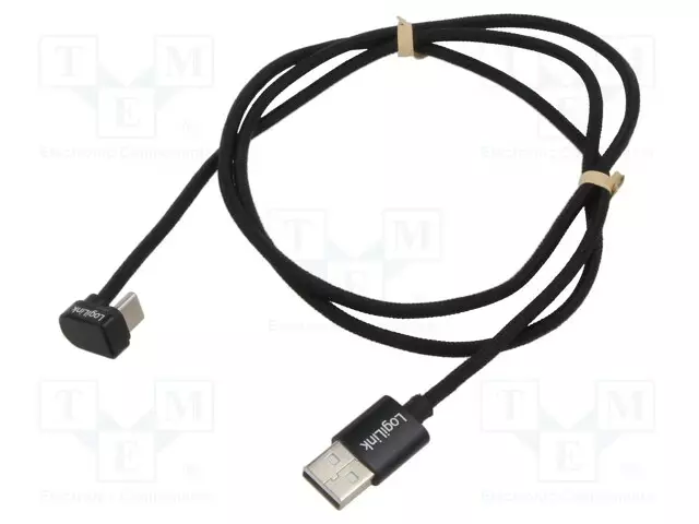 KAAPELI - USB 2.0 - USB A PISTOKE,USB C KULMALIITIN - 1M - MUSTA - USB kaapelit ja adapterit - CU0192 - 1