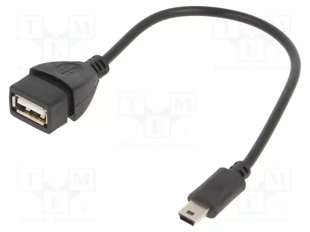 KAAPELI - USB 2.0 - USB A RASIA,USB B PIENOISPISTOKE - 0,15M - MUSTA - USB kaapelit ja adapterit - A-OTG-AFBM-002 - 1