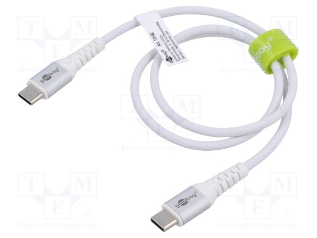 KAAPELI - USB 2.0 - USB C PISTOKE,MOLEMMIN PUOLIN - 0,5M - VALKOINEN - USB kaapelit ja adapterit - GOOBAY-70192 - 1