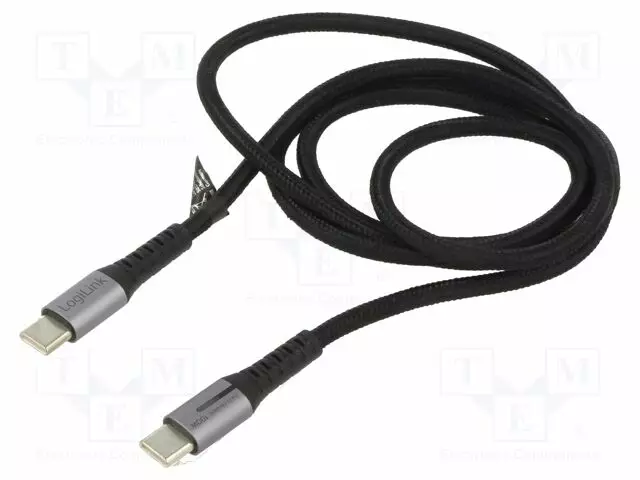 KAAPELI - USB 2.0 - USB C PISTOKE,MOLEMMIN PUOLIN - 1M - MUSTA - 100W - USB kaapelit ja adapterit - CU0422 - 1