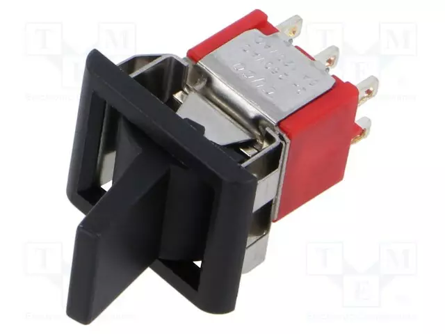 KEINUKYTKIN - DPDT - AS: 2 - ON-(ON) - 5A/125VAC - 5A/28VDC - MUSTA - EI OLE - Keinukytkimet - 4-1571987-2 - 1