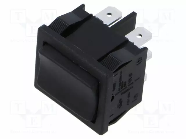 KEINUKYTKIN - DPDT - AS: 3 - (ON)-OFF-(ON) - 6A/250VAC - MUSTA - IP40 - EI OLE - Keinukytkimet - 1809.1302 - 1