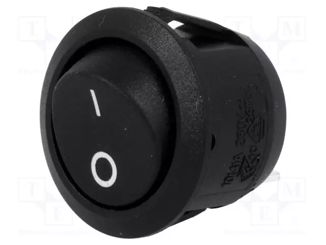 KEINUKYTKIN - SPST - AS: 2 - ON-OFF - 10A/250VAC - MUSTA - EI OLE - R13-112-AC - Keinukytkimet - R13112A02BB2 - 1