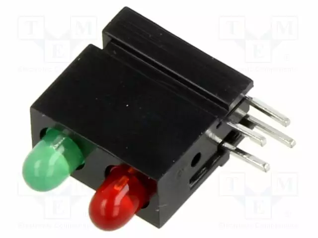 LED - KOTELOSSA - 3MM - DIODIEN LM: 2 - PUNAINEN/VIHREÄ - 20MA - Merkkivalot ja pienoislamput - 1801.8232 - 1