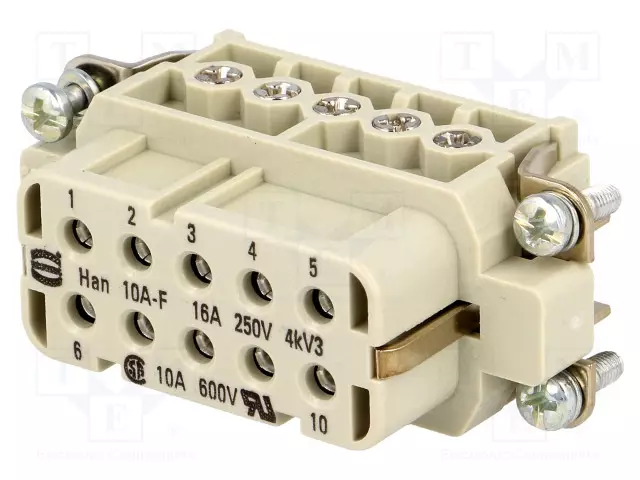 HDC-LIITTIMEN SISÄOSA - NAARAS - 16A - 250V - HAN® A - PIN: 10 - HARTING liittimet - 09200102812 - 1
