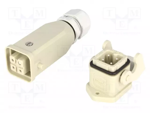 HDC LIITIN - UROS + NAARAS - 10A - 400V - HAN KIT - PIN: 4 - 3+PE - KOKO 3A - HARTING liittimet - 10200030002 - 1