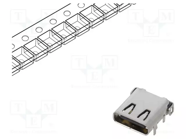 LIITIN: USB C - PISTORASIA - PCB - SMT,THT - PIN: 24 - 90° KULMA - USB liittimet - 2436-02 - 1