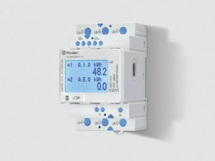 MID certified Single- or Three-phase Bi-directional energy meter 5(80) A with two S0 pulse outputs - Taloautomaatio - FIN7M3884000112 - 1