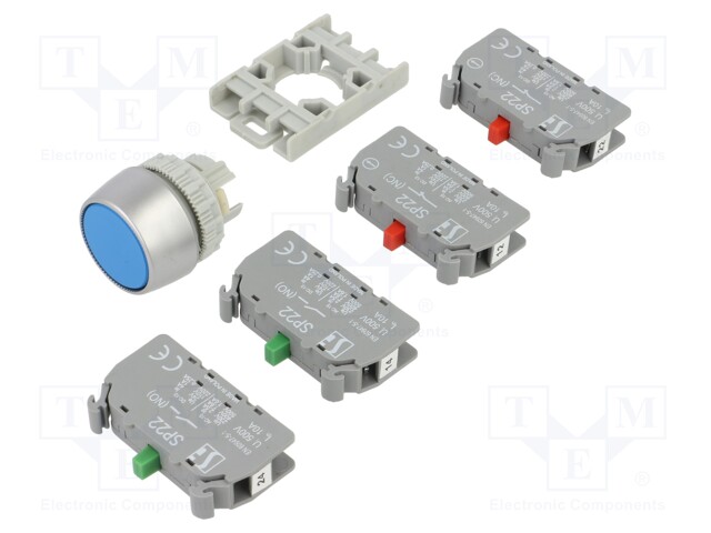 PAINOKYTKIN - 22MM - ASENNOT: 1 - NC X2 + NO X2 - SININEN - Taulukytkimet, standardi 22mm - SP22-KN-22 - 1
