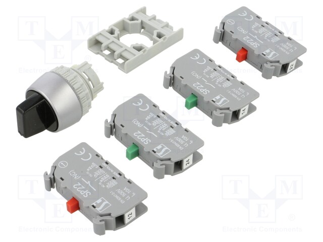 PAINOKYTKIN - 22MM - ASENNOT: 2 - NC X2 + NO X2 - MUSTA - Taulukytkimet, standardi 22mm - SP22-P-CZ-22 - 1