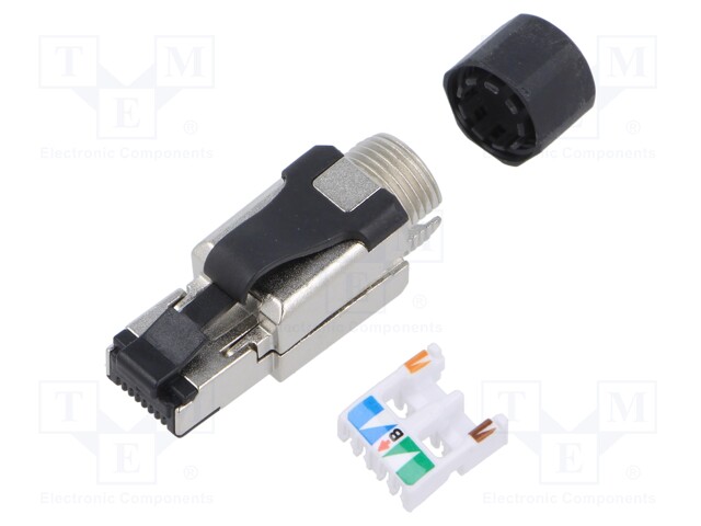LIITIN: RJ45 - PISTOKE - PIN: 8 - CAT: 6A - SUOJATTU - 8P8C - JOHTOON - RJ liittimet - SS-39300-002 - 1