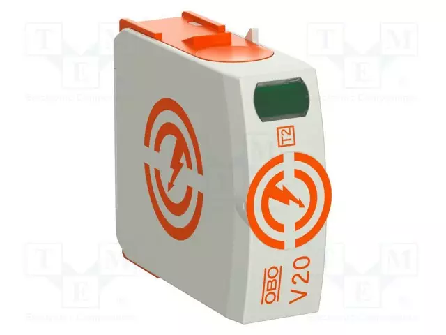 UKKOSSUOJAN PATRUUNA - TYYPPI 2 - NAVAT: 1 - 20KA - 150VAC - ALUSLEVY - Suurjännitetuotteet - OBO-5095362 - 1