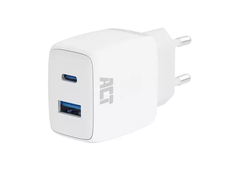 USB-C & USB-A Charger 20W with Power Delivery PPS, Quick Charge, GaNFast - Hakkuriteholähteet - ACTAC2122 - 1