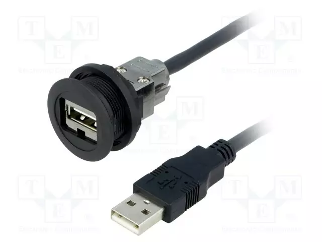 USB-PISTORASIA - 22MM - HAR-PORT - Ø22,3MM - IP20 - MUSTA - PIT: 1,5M - Taulukytkimien lisävarusteet - 09454521962 - 1