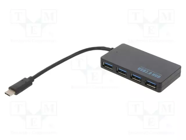 USB HUB - USB A-PISTORASIA X4,USB C-PISTOKE - USB 3.1 - MUSTA - 0,1M - Tietokonetarvikkeet - muut - AK-AD-52 - 1