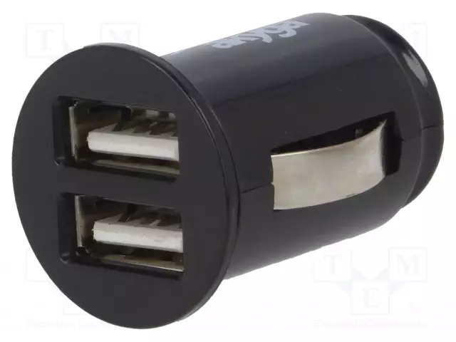USB VIRTALÄHDE - USB A RASIA X2 - VIRTALÄHT.JÄNN: 12÷24VDC - MUSTA - Autopistokelaturit ja virtalähteet - AK-CH-02 - 1