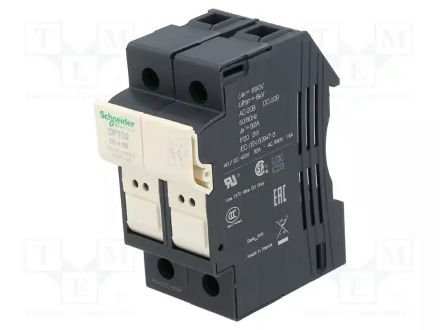 VAROKEPESÄ - 10X38MM - DIN-KISKOLLE - 32A - 690V - NAVAT: 2 - Sulakepitimet - DF102 - 1