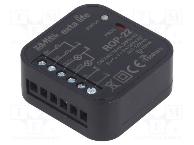 VASTAANOTIN - RASIA-ASENNUS - 230VAC - NO X2 - IP20 - EXTA LIFE - -10÷55°C - Rakennusautomatiikka - ROP-22 - 1