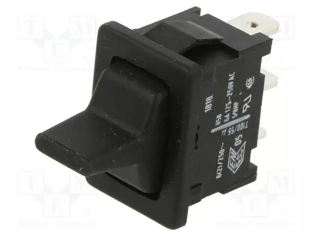 VIPUKYTKIN - ASENNOT: 3 - SP3T - (ON)-OFF-(ON) - 6A/250VAC - 1818 - -20÷55°C - Vipukytkimet - 1818.1302 - 1