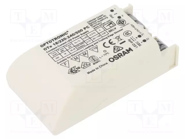 VIRTALÄHDE: IMPULSSI - LED - 18W - 18÷36VDC - 500MA - 198÷264VAC - IP20 - LED teholähteet - 4052899105362 - 1