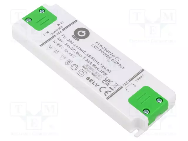 VIRTALÄHDE: IMPULSSI - LED - 30W - 24VDC - 1,25A - 198÷264VAC - FTPC-C2 - LED teholähteet - FTPC30V24-C2 - 1