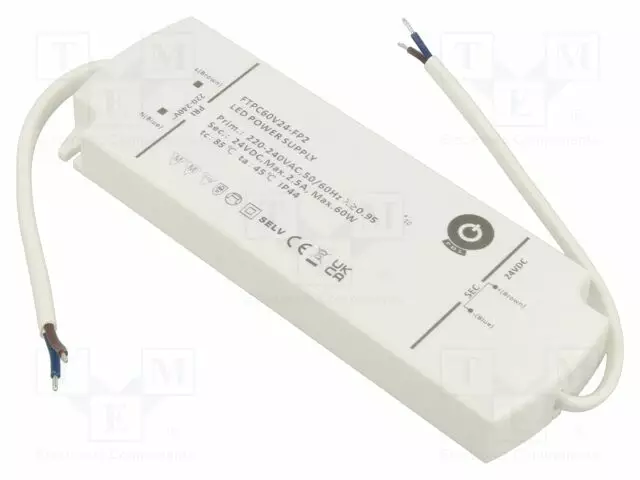 VIRTALÄHDE: IMPULSSI - LED - 60W - 24VDC - 0÷2,5A - 198÷264VAC - IP44 - LED teholähteet - FTPC60V24-FP2 - 1