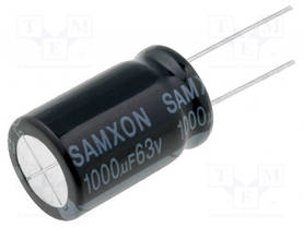 ELEKTROLYYTTIKONDENSAATTORI - THT - 1000UF - 63VDC - Elektrolyyttikondensaattorit - pysty - KM100063 - 2