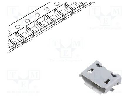 MICRO USB B LIITIN - ZX - PCB - SMT - PIN: 5 - VAAKASUORA - USB 2.0 - USB liittimet - ZX62-B-5PA-33 - 1