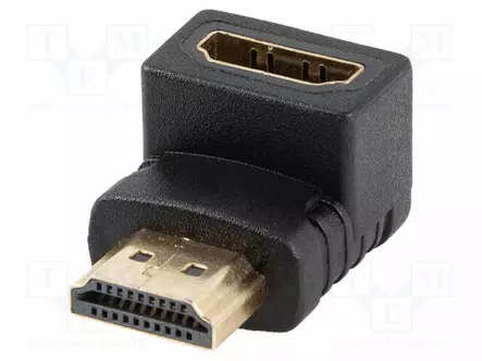 HDMI ADAPTERI -PISTORASIA,HDMI-PISTOKE 90° YLÄ-/ALA-HDMI 2.0 - HDMI, DVI, DisplayPort johdot - AD-HDMI-03 - 1