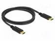 KAAPELI - USB 2.0 - USB C PISTOKE,MOLEMMIN PUOLIN - 1M - MUSTA - 5A - USB kaapelit ja adapterit - DELOCK-83323 - 1