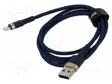 KAAPELI - HIGH SPEED,USB 2.0 - 1M - SININEN - TEKSTIILI - 2,4A - USB kaapelit ja adapterit - CALKLF-BV3 - 1