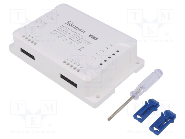 4-KANAVAINEN OHJAIN - DIN -KISKOLLE (VALINNAINEN),SEINÄ-OUT: 4 - Rakennusautomatiikka - SONOFF-4CHR3 - 1