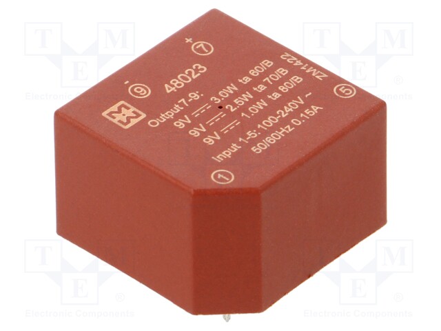 AC/DC MUUNNIN - 3W - TULOJÄNNITE 85÷265VAC,120÷370VDC - LÄHTÖJÄNNITE 9VDC - 70% - AC/DC muuntimet - MYRRA-48023 - 1