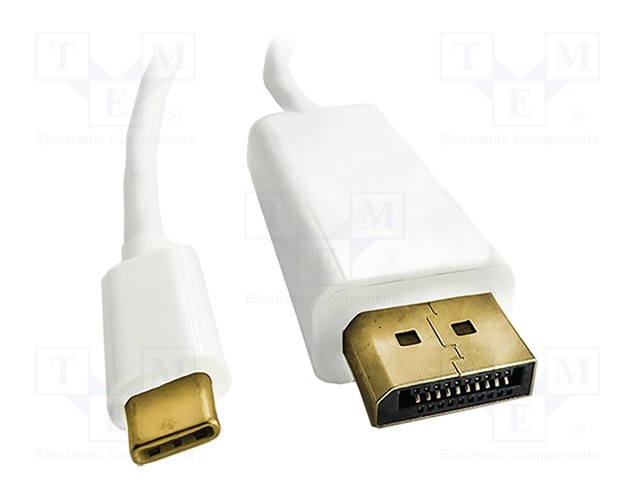 ADAPTERI - DISPLAYPORT 1.2,USB 3.1 - 2M - LIITTIMEN VÄRI: VALKOINEN - USB kaapelit ja adapterit - QOLTEC-50413 - 1