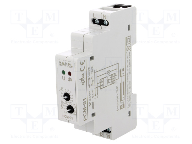 AJASTIN - 0,1S÷10 PÄIVÄÄ - SPDT - 250VAC/16A - UVIRT: 230VAC - PCM - IP20 - Aikareleet ja ajastimet - PCM-03 - 1