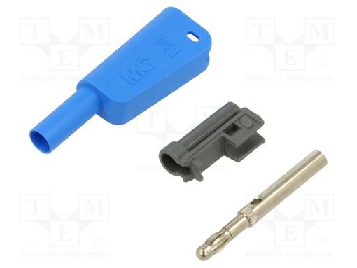 LABORATORY CONNECTOR: 4MM BANANA - 32A - 1KV - BLUE - NICKEL PLATED - Banaaniliittimet 4mm - SLQ-4N-46-23 - 1