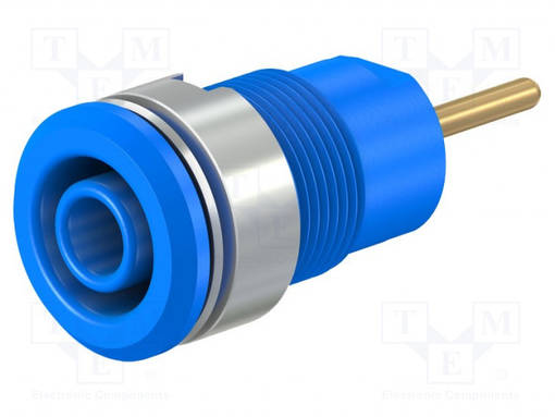 LABORATORY CONNECTOR: 4MM BANANA - SOCKET - 1KV - 24A - BLUE - BRASS - Banaanijatkoliittimet - SLB4-R-23 - 1
