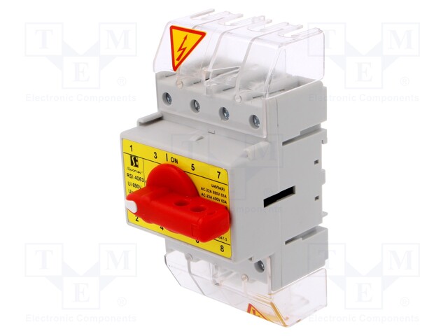 EROTINKATKAISIJA - NAVAT: 4 - DIN-KISKOLLE - 63A - 400VAC - IP20 - RSI - Erottimet - RSI-4063-W03 - 1