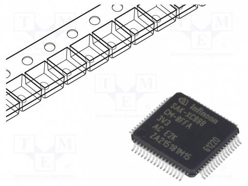 IC: 8051 MIKRO-OHJAIN - LIITÄNTÄ: SPI X3,UART X3 - 3,3VDC - -40÷85°C - Infineon Technologies mikrokontrollerit - XC888CM8FFA3V3 - 1
