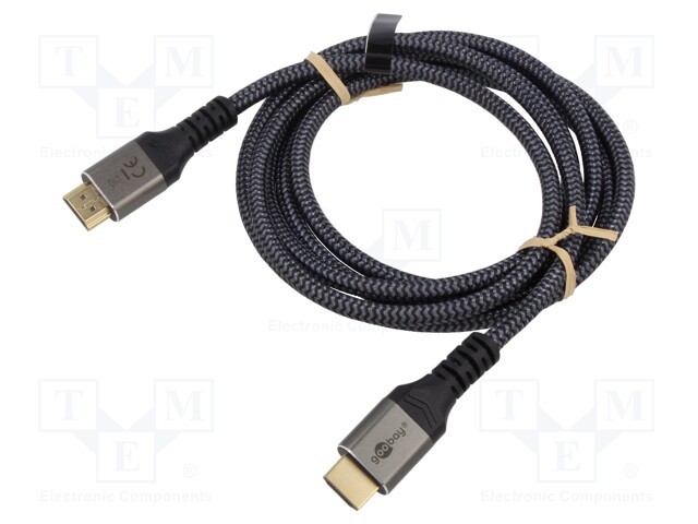 KAAPELI - HDMI-PISTOKE,MOLEMMIN PUOLIN - PVC - TEKSTIILI - HDMI 2.1 - HDMI, DVI, DisplayPort johdot - GOOBAY-PLUS-65263 - 1