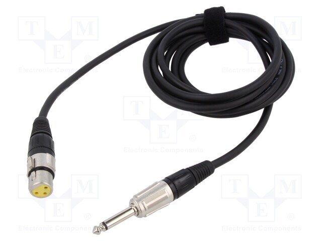 KAAPELI - JACK 6,3 MM 2PIN PISTOKE,XLR NAARAS 3PIN - 3M - MUSTA - Muut audio-videokaapelit - TAS-TK223 - 1