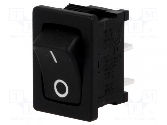 KEINUKYTKIN - SPST - AS: 2 - OFF-(ON) - 10A/250VAC - MUSTA - EI OLE - R13-66-AC - Keinukytkimet - RS1366FBB3 - 1