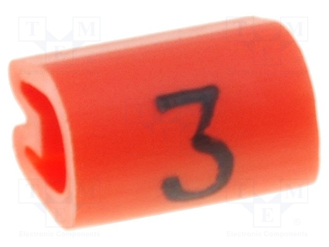 MERKIT - MERKINTÄ: 3 - 2,5÷4MM - PVC - ORANSSI - -45÷70°C - LÄPILADOTTAVA - Kaapeleiden merkintä - TE-06151303 - 1
