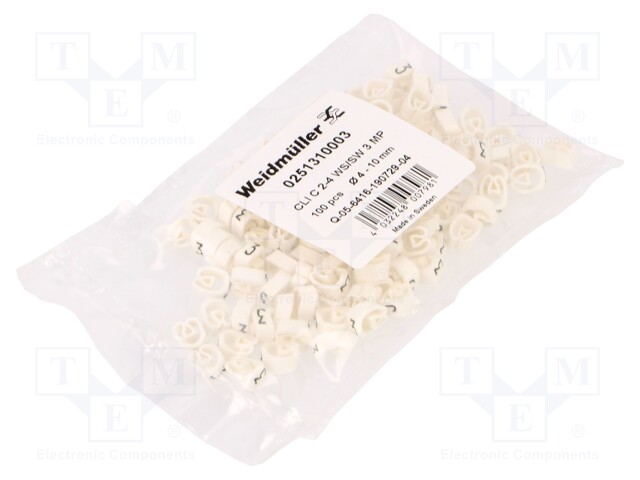MERKIT - MERKINTÄ: 3 - 4÷10MM - PVC - VALKOINEN - -30÷80°C - CLI C - W: 7MM - Kaapeleiden merkintä - WM-0251310003 - 1