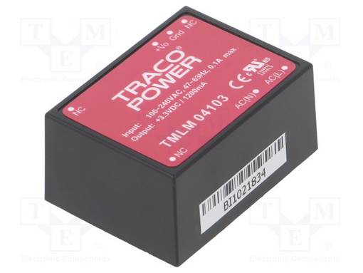 AC/DC MUUNNIN - 4W - TULOJÄNNITE 90÷264VAC,120÷370VDC - LÄHTÖJÄNNITE 3,3VDC - OUT: 1 - AC/DC muuntimet - TMLM04103 - 1