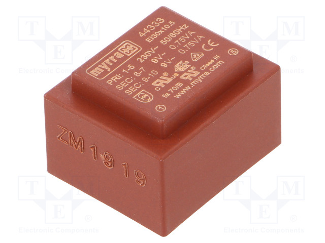 MUUNTAJA - 1,5VA - 230VAC - 9V - 9V - 83MA - 83MA - PCB - Piirilevymuuntajat - MYRRA-44333 - 1