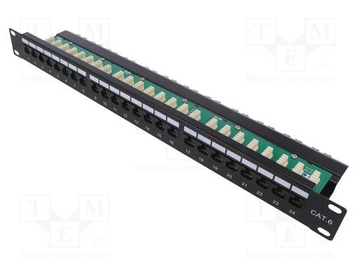 PATCH-PANEELI - PATCH PANEL - CAT: 6 - KEYSTONE - RACK - MUSTA - IDC - RJ liittimet - LOG-NP0033 - 1
