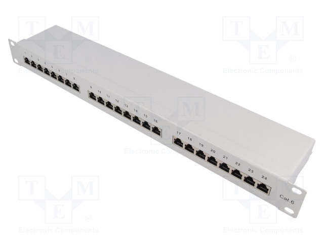 LIITIN: RJ45 - PATCH PANEL - CAT: 6 - RACK - HARMAA - PORTTIEN LUKU: 24 - RJ liittimet - LOG-NP0053 - 1