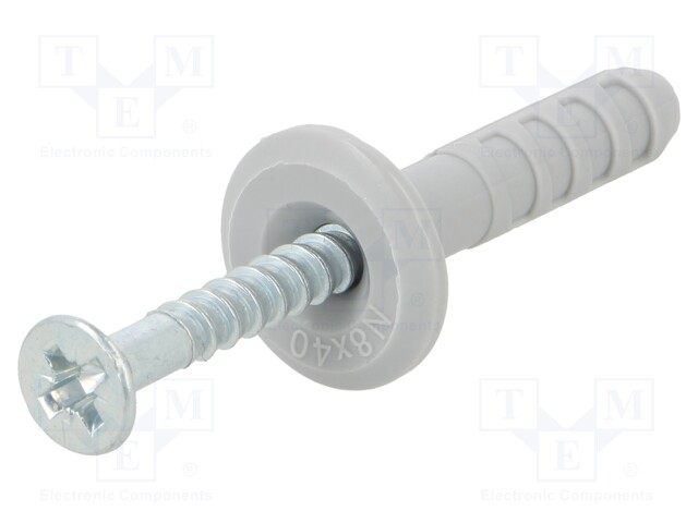 PLASTIC ANCHOR - WITH FLANGE,WITH SCREW - 8X40 - ZINC-PLATED STEEL - Ruuvit - muut - FISCHER-15903 - 1