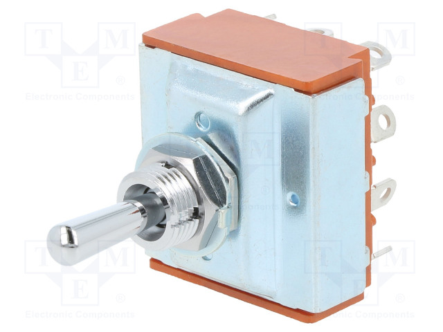 VIPUKYTKIN - ASENNOT: 3 - 4PDT - ON-OFF-ON - 20A/125VAC - LÄHDÖT: JUOTTOON - S - Vipukytkimet - S43 - 1